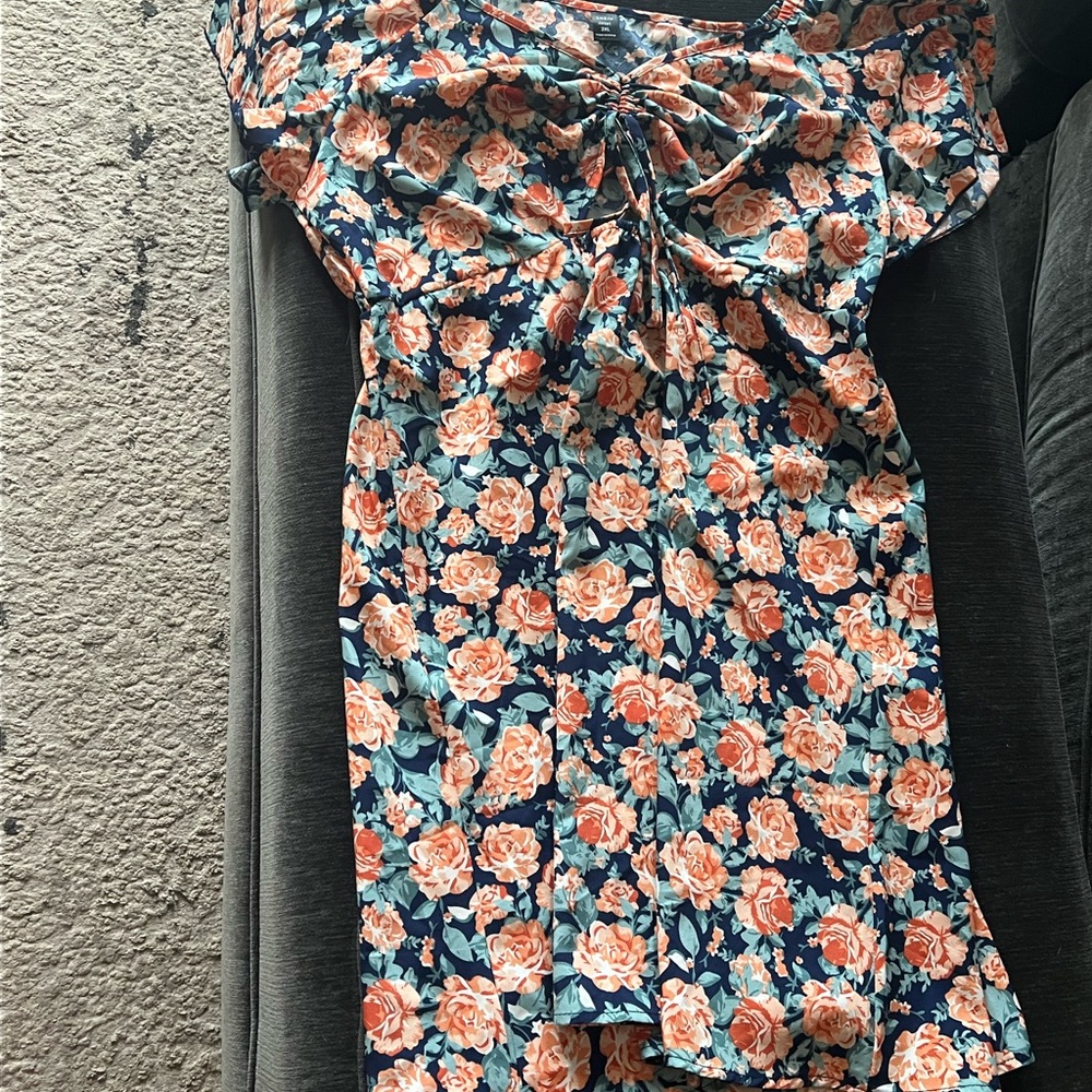 SHEIN Blue and Orange Floral Dress